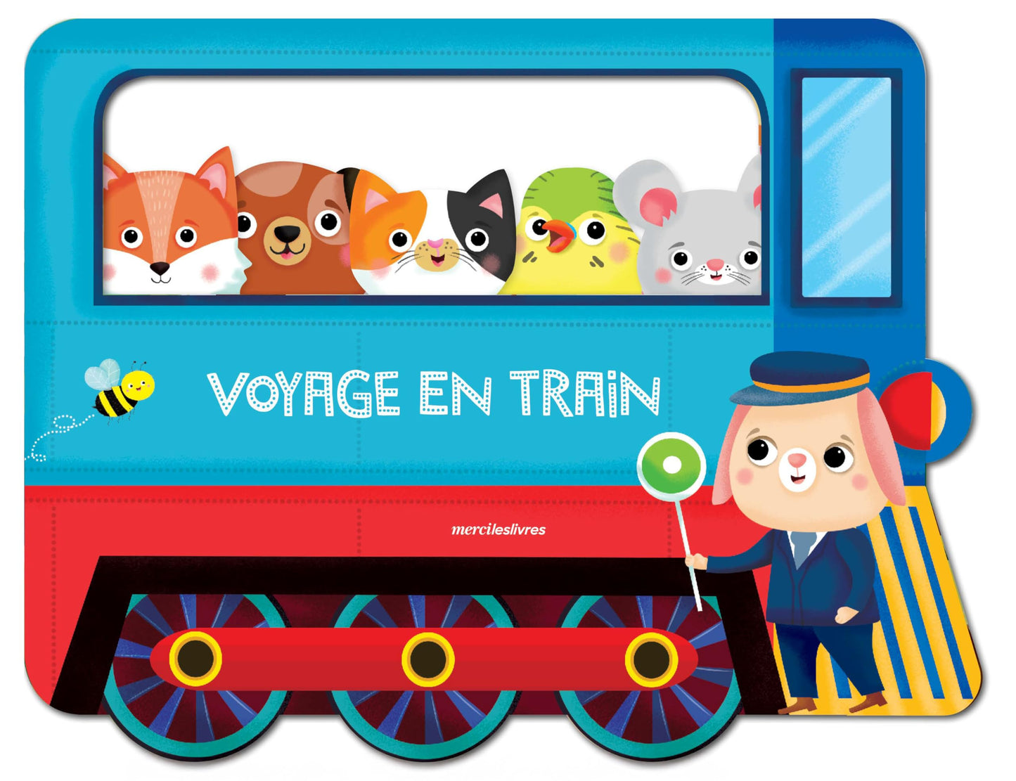 Voyage en train: Livre tout-carton avec poignée et formes découpées